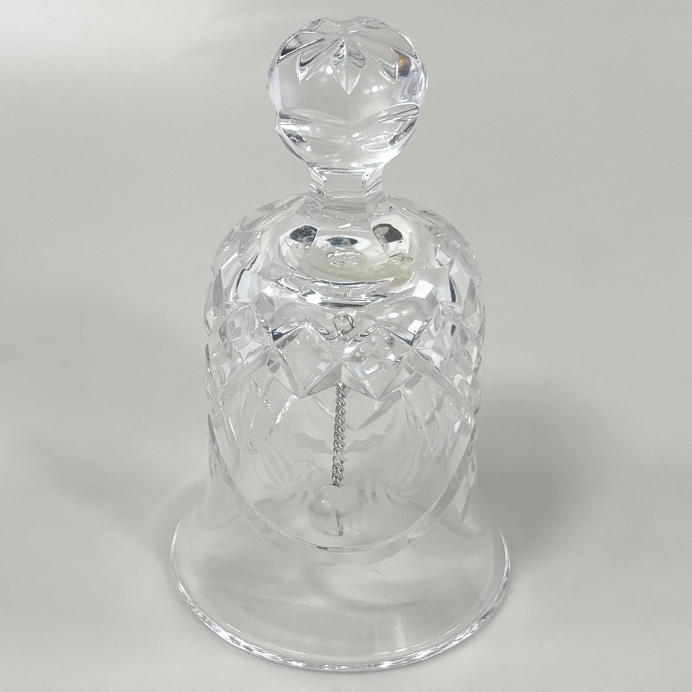 Vtg Waterford Crystal 1985 Christmas Bell Etched Doves Heart Diamond Cut Lovely!